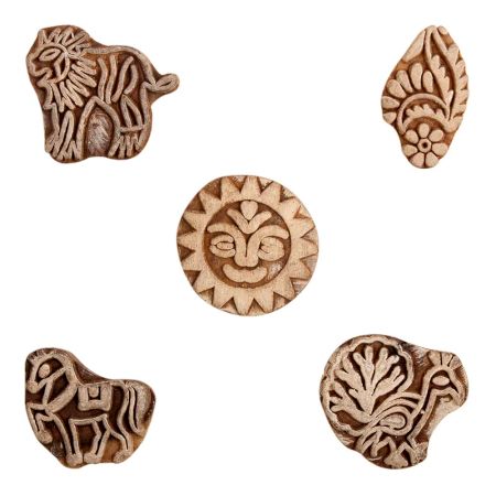 Set of 5 Piece New Mix Wooden Printing Block